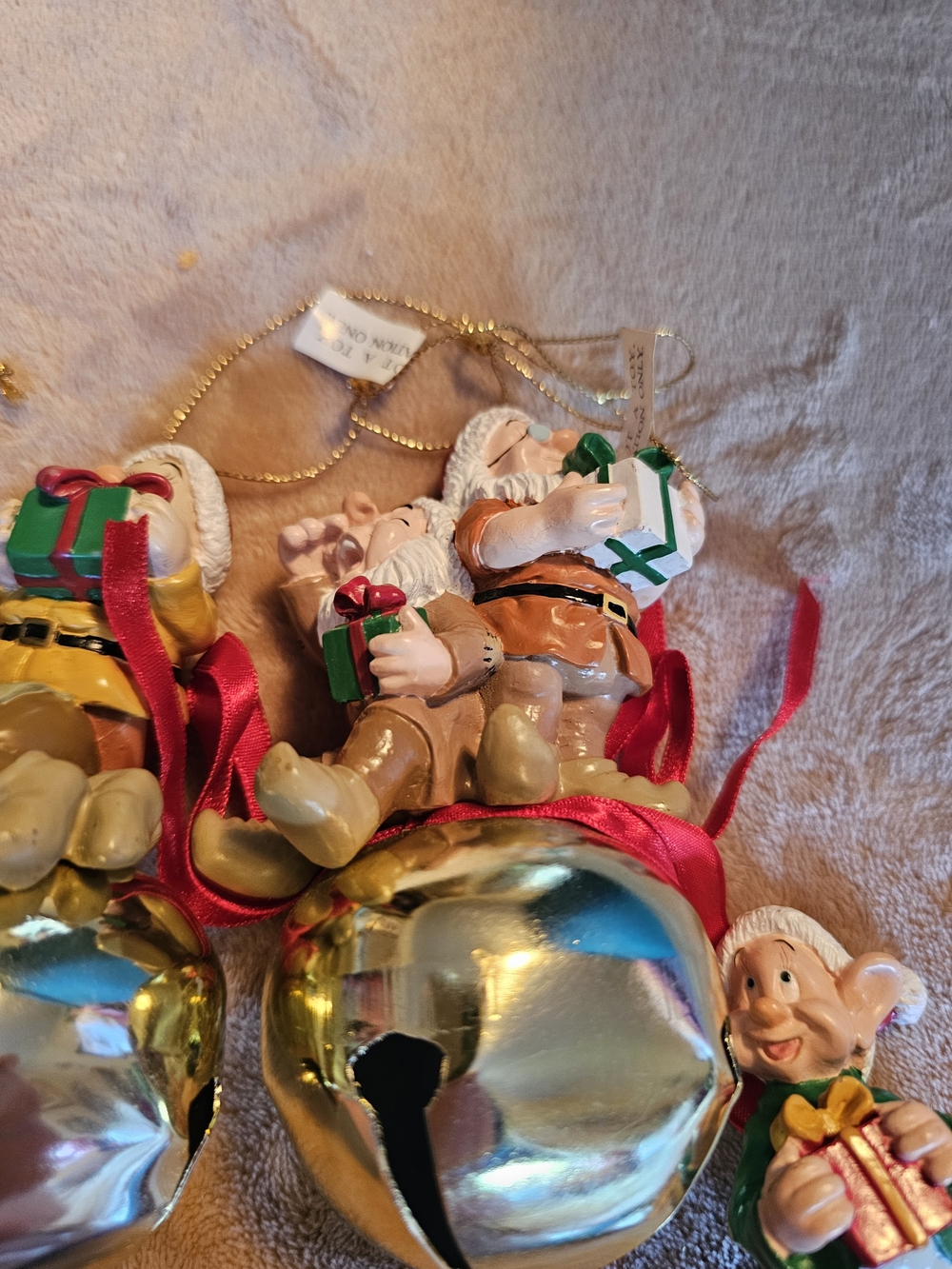 Holiday  Bell Ornaments – Gold Bells with Colorful Dwarfs - Picture 3 of 6